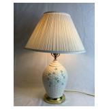 Belleek Irish Porcelain Basket Weave Harp Shamrock Lamp
