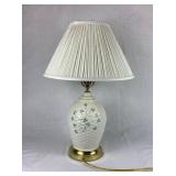Belleek Irish Porcelain Basket Weave Harp Shamrock Lamp
