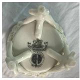 Vintage Belleek Irish Porcelain Thistle Vase Green Mark, Basketweave 3 Footed vase Black 3rd Mark,