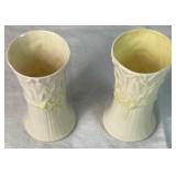 Belleek Porcelain Lily of the Valley Spill Vase Black 3rd Mark and Belleek Ireland Typha Spill Vases Green Mark