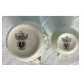 Belleek Irish Pocelain Black 3rd Mark Open Sugar Bowl 4', Ivy Yellow Pitcher Black Mark 4' H , Lotus Open Sugar Bowl Black Mark 3' Opening and Bacchus Mark Pitcher Black Mark  4.75' H