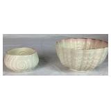 Antique Belleek Black Mark Triacna Porcelain Bowl, Shell Bowl with Shell Feet, Nautilus Shell Shaped Sugar Bowl and Nautilus Shell Creamer