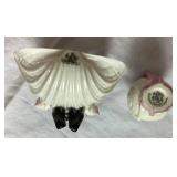 Antique Belleek Black Mark Triacna Porcelain Bowl, Shell Bowl with Shell Feet, Nautilus Shell Shaped Sugar Bowl and Nautilus Shell Creamer