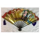 Assortment of Asian Décor - Knots, Fans, Faux Ivory Dragon Vases and Tapestry