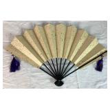 Assortment of Asian Décor - Knots, Fans, Faux Ivory Dragon Vases and Tapestry