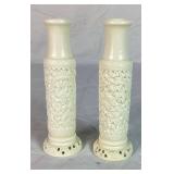 Assortment of Asian Décor - Knots, Fans, Faux Ivory Dragon Vases and Tapestry