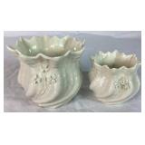 Belleek Irish Porcelain Bundle of 12 Point Star Dishes Black Mark, Flower Pot Vase Fluted and Rose Bowl Fluted Edge with Black Mark