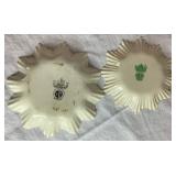Belleek Irish Porcelain Bundle of 12 Point Star Dishes Black Mark, Flower Pot Vase Fluted and Rose Bowl Fluted Edge with Black Mark