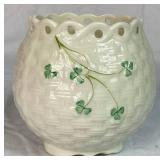 Belleek Classic Shamrock Teapot, Rose Bowl Vase and 6.5' Fruit Dessert Bowls