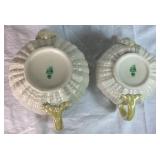 Classic Tridacna Shell Belleek Irish Porcelain Teapots 8' W x 9' W  and Neptune Pattern Vase 3.5' H