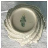 Classic Tridacna Shell Belleek Irish Porcelain Teapots 8' W x 9' W  and Neptune Pattern Vase 3.5' H