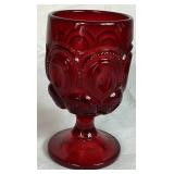 Ruby Red Goblet Collection - L.G. Wright Ruby Grape Panel, L.E. Smith Moon & Star and Two Avon 1876 Cape Cod