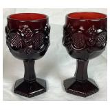 Ruby Red Goblet Collection - L.G. Wright Ruby Grape Panel, L.E. Smith Moon & Star and Two Avon 1876 Cape Cod