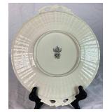 Vintage Belleek Irish Porcelain Limpet Yellow Pattern Two Handled Serving Plate, 8 Salad Plates, and 6 Cups & Saucers