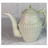 Black Mark Belleek Limpet Shell Teapot, Pitcher and Coffee Server