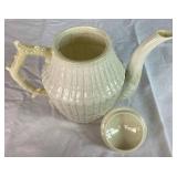 Black Mark Belleek Limpet Shell Teapot, Pitcher and Coffee Server