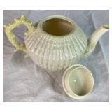 Black Mark Belleek Limpet Shell Teapot, Pitcher and Coffee Server