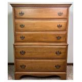 Davis Cabinet Co. Walnut 5 Drawer Highboy Dresser with Coordinating 2 Drawer Nightstand