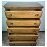 Davis Cabinet Co. Walnut 5 Drawer Highboy Dresser with Coordinating 2 Drawer Nightstand