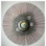 Mid Century Modern Brutalist Sunburst Metal Wall Sculpture