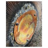 Mid Century Modern Brutalist Sunburst Metal Wall Sculpture