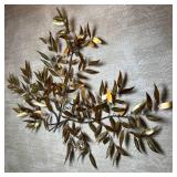 MCM Brutalist Copper and Brass Leaves Wall Sculpture