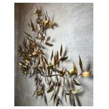 MCM Brutalist Copper and Brass Leaves Wall Sculpture