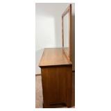 Davis Cabinet Co. Walnut Low Boy 7 Drawer Dresser with Mirror