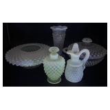 5 Piece Assortment of Vintage Opalescent Hobnail