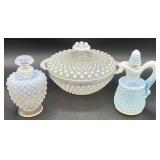 5 Piece Assortment of Vintage Opalescent Hobnail