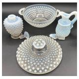5 Piece Assortment of Vintage Opalescent Hobnail