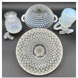 5 Piece Assortment of Vintage Opalescent Hobnail