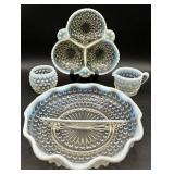 Variety of Vintage Opalescent Hobnail Serving Dishes