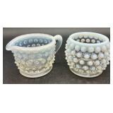 Variety of Vintage Opalescent Hobnail Serving Dishes