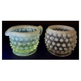 Variety of Vintage Opalescent Hobnail Serving Dishes
