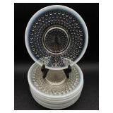 Set of 8 Vintage Opalescent Hobnail Teacups and Saucers