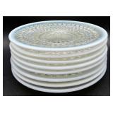 Set of 8 Vintage Opalescent Hobnail Teacups and Saucers