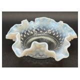 Collection of Vintage Opalescent Hobnail Trinket Boxes and Dishes