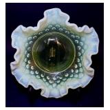 Collection of Vintage Opalescent Hobnail Trinket Boxes and Dishes