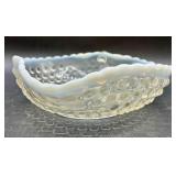 Collection of Vintage Opalescent Hobnail Trinket Boxes and Dishes