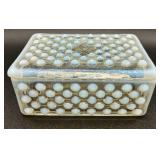 Collection of Vintage Opalescent Hobnail Trinket Boxes and Dishes