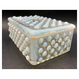 Collection of Vintage Opalescent Hobnail Trinket Boxes and Dishes