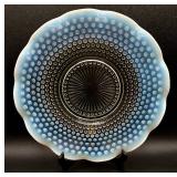 8 Vintage Opalescent 8.5' Hobnail Plates and 10.75' Serving Plate