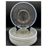 8 Vintage Opalescent 8.5' Hobnail Plates and 10.75' Serving Plate