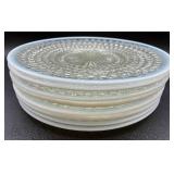 8 Vintage Opalescent 8.5' Hobnail Plates and 10.75' Serving Plate