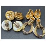 Vintage Gold Tone Clip and Twist-On Earrings