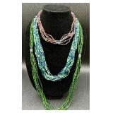 Assortment of Beaded Necklaces, Bracelets, Earrings and Brooch