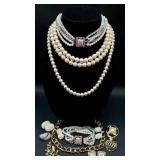 Vintage Glam Necklaces, Pins, Earrings and Bracelet