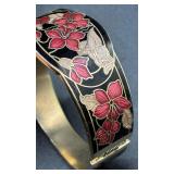 Vintage Cloisonne, Glass Beaded and Enamel Bracelets plus Two Jewelry Boxes