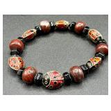 Vintage Cloisonne, Glass Beaded and Enamel Bracelets plus Two Jewelry Boxes